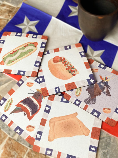 Set de 5 Posavasos ilustrados - Fiestas Patrias